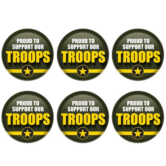 Beistle 2" Green & Yellow Proud To Support Our Troops Buttons, 6ct.